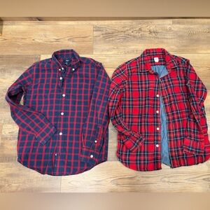 GAP Bundle Boys Red and Navy Plaid Button-Down Shirt